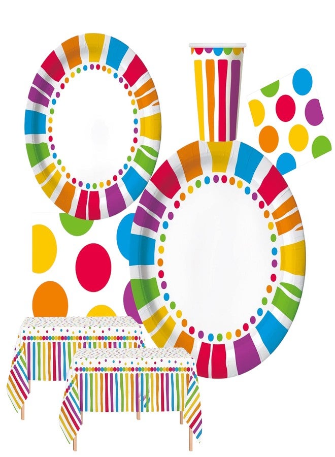 أوجامي مجموعة لوازم حفلات قوس قزح من أوجامي - تكفي 30 ضيفًا | أطباق وأكواب ومناديل ورقية للاستخدام مرة واحدة | مجموعة أدوات مائدة ملونة لأعياد الميلاد وحفلات الأطفال والاحتفالات - Image 1